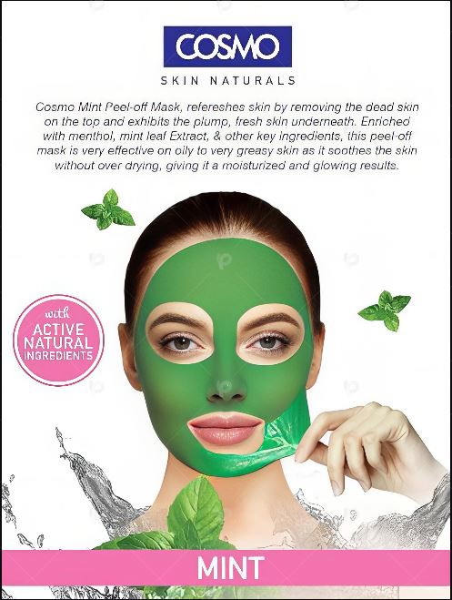 Cosmo Skin Naturals Mint Facial Peel-Off Mask 150ml | Refreshing & Cooling Face Mask | Alcohol-Free with Natural Active Ingredients | Deep Cleansing & Oil Control | Unisex Skin Care