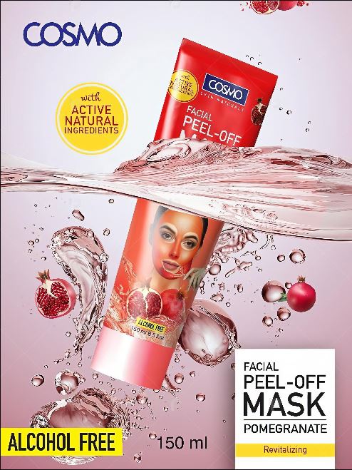 NA Cosmo Skin Naturals Pomegranate Peel-Off Facial Mask | Brightening & Anti-Oxidant Care | Alcohol-Free with Active Natural Ingredients | Deep Cleansing Face Mask | For Men & Women