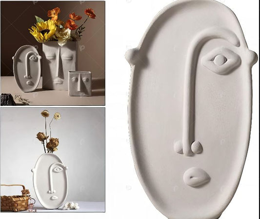 Modern Abstract Ceramic Vase – Human Face Design, Decorative Table Vase for Dried Flowers, Home & Wedding Gift