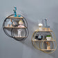 Metal 3 Tier Wall Hanging Shelf – Double Circle Decorative Wall Mounted Storage Rack, Space Saving Organizer for Bathroom Essentials