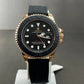 Yacht-Master Style Luxury Men’s Watch – Gold Case, Black Rubber Oysterflex Style Strap, Premium Inspired Sports Watch