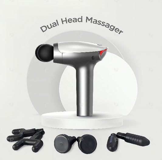 Healthcare Double Head Massage Gun – 10 Speed Levels, 4 Attachments, Handheld Full Body Massager for Pain Relief & Relaxation
