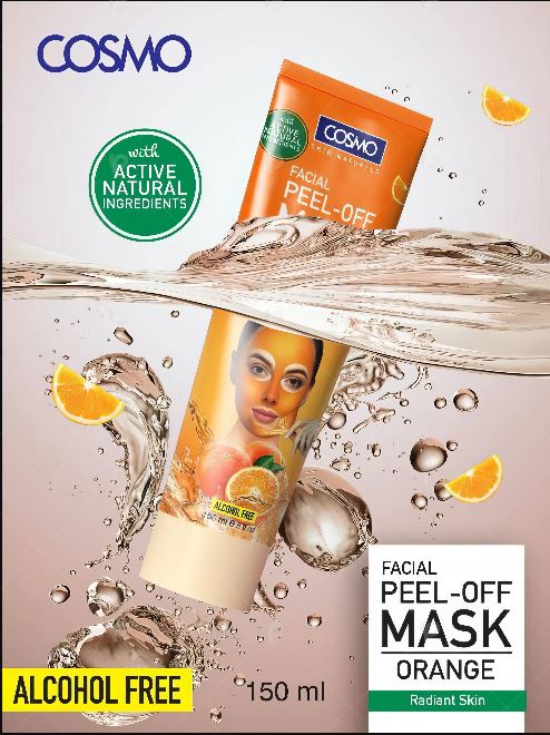 Cosmo Skin Naturals Orange Facial Peel-Off Mask 150ml | Radiant & Brightening Face Mask | Alcohol-Free with Active Natural Ingredients | Deep Cleansing | For Men & Women
