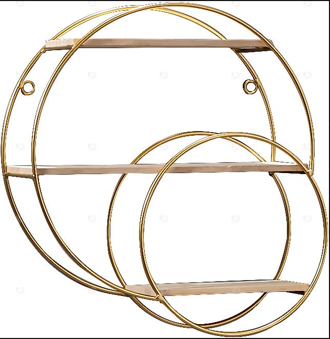 Metal 3 Tier Wall Hanging Shelf – Double Circle Decorative Wall Mounted Storage Rack, Space Saving Organizer for Bathroom Essentials