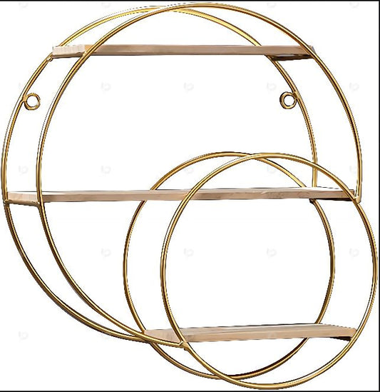 Metal 3 Tier Wall Hanging Shelf – Double Circle Decorative Wall Mounted Storage Rack, Space Saving Organizer for Bathroom Essentials