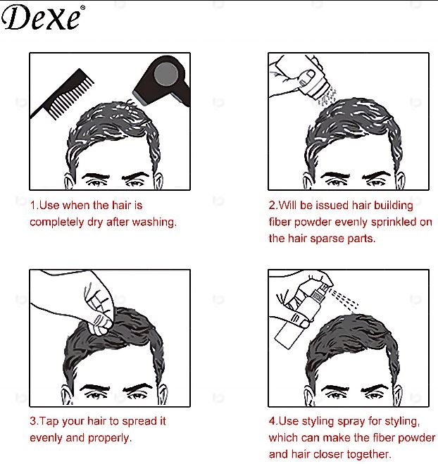 Dexe Hair Building Fibers 22g Black – Instant Hair Thickening Fibers for Thinning Hair, Natural Look, Hair Loss Concealer for Men & Women