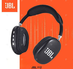 JBL i12 Super Bass Wireless Bluetooth Headphones | Foldable On-Ear Headset with Mic | Deep Bass Sound & Portable Design | Black